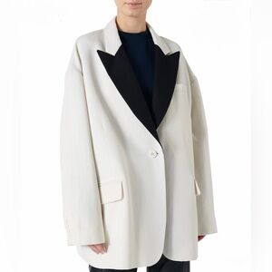 Tibi Cream and Black Oversized Blazer